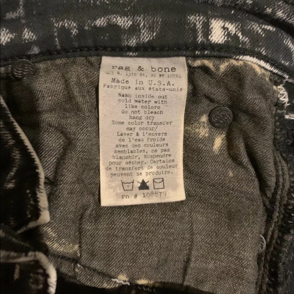 Rag & Bone Acid B&W Stretch Denim Skinny Jean Sz26 - Picture 4 of 7
